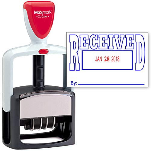 MaxMark Office Date Stamp with PAID Self Inking Date Stamp BLUE ink